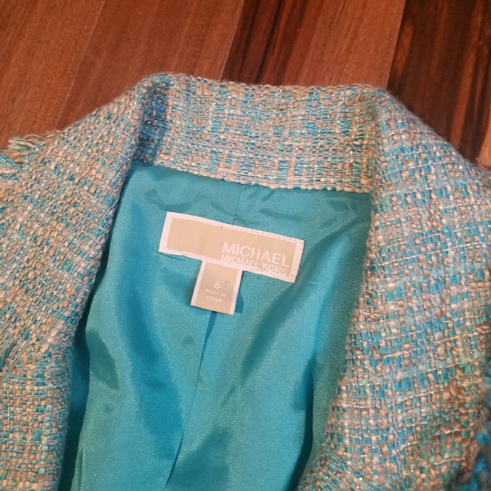 ๐๐Michael Kors Turquoise Tweed Blazer /Jacket - Picture 2 of 4
